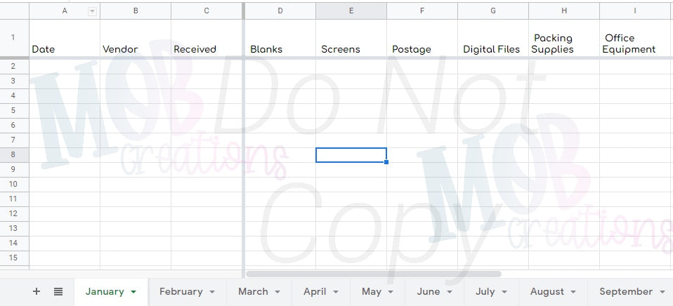 Monthly Bookkeeping Tracker
