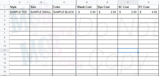Editable Cost Analysis Spreadsheet